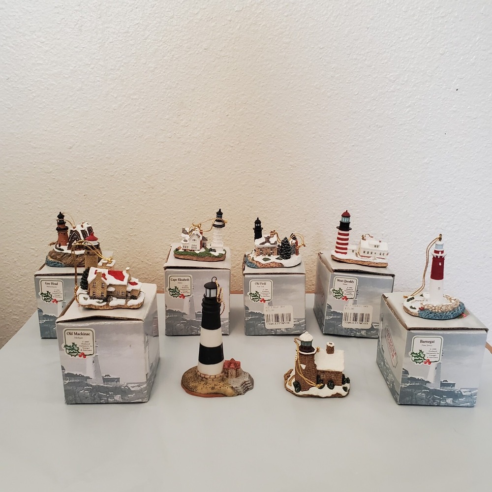 Lot of 7 Harbour Lights Lighthouse Ornaments Younger & Associates Vintage Boxed
